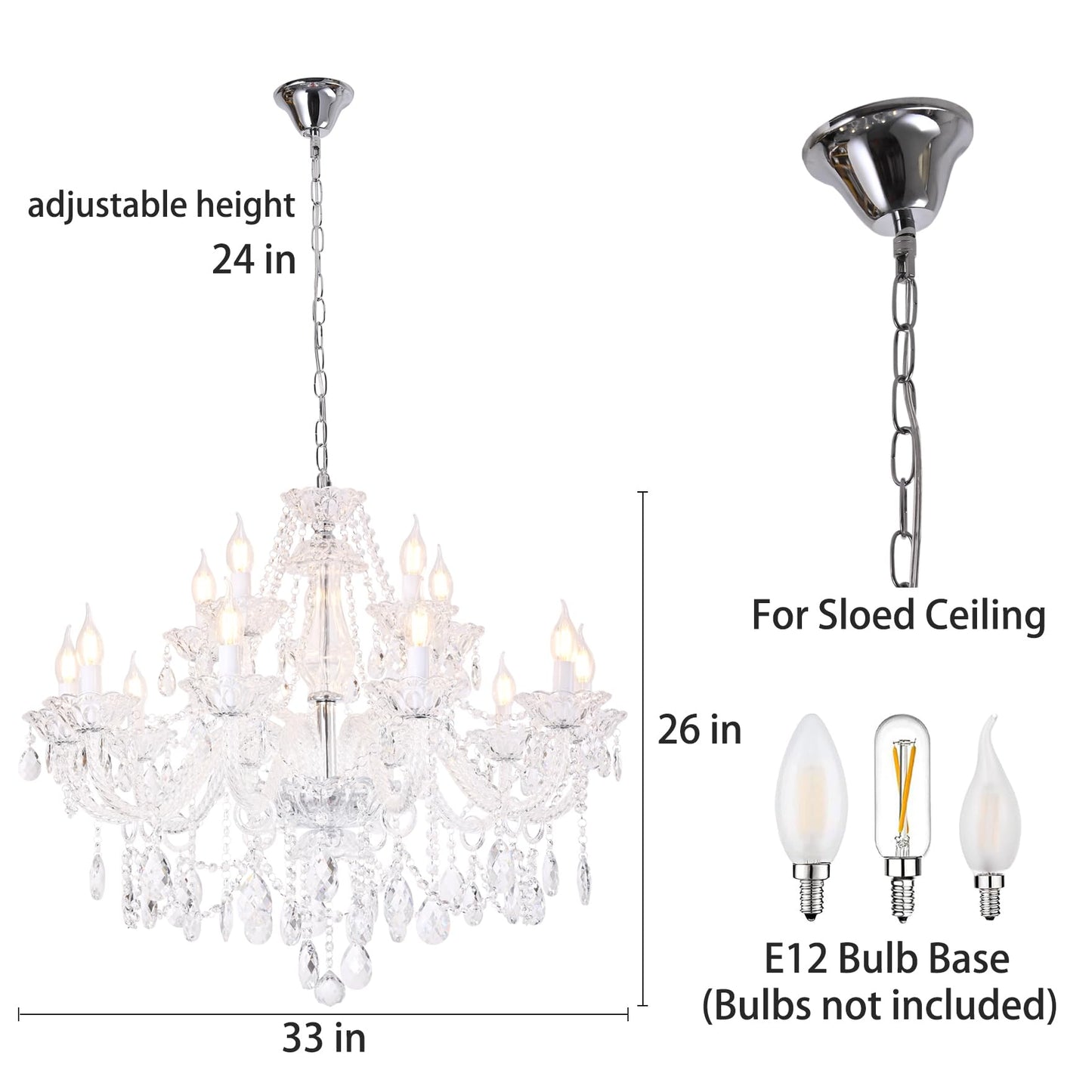 Uboxin Clear K9 Crystal Chandelier 15 Light Pendant Lighting Fixture for Dining Room Living Room Bedroom Hallway Entryway Elegant Ceiling Lamp E12 Clear