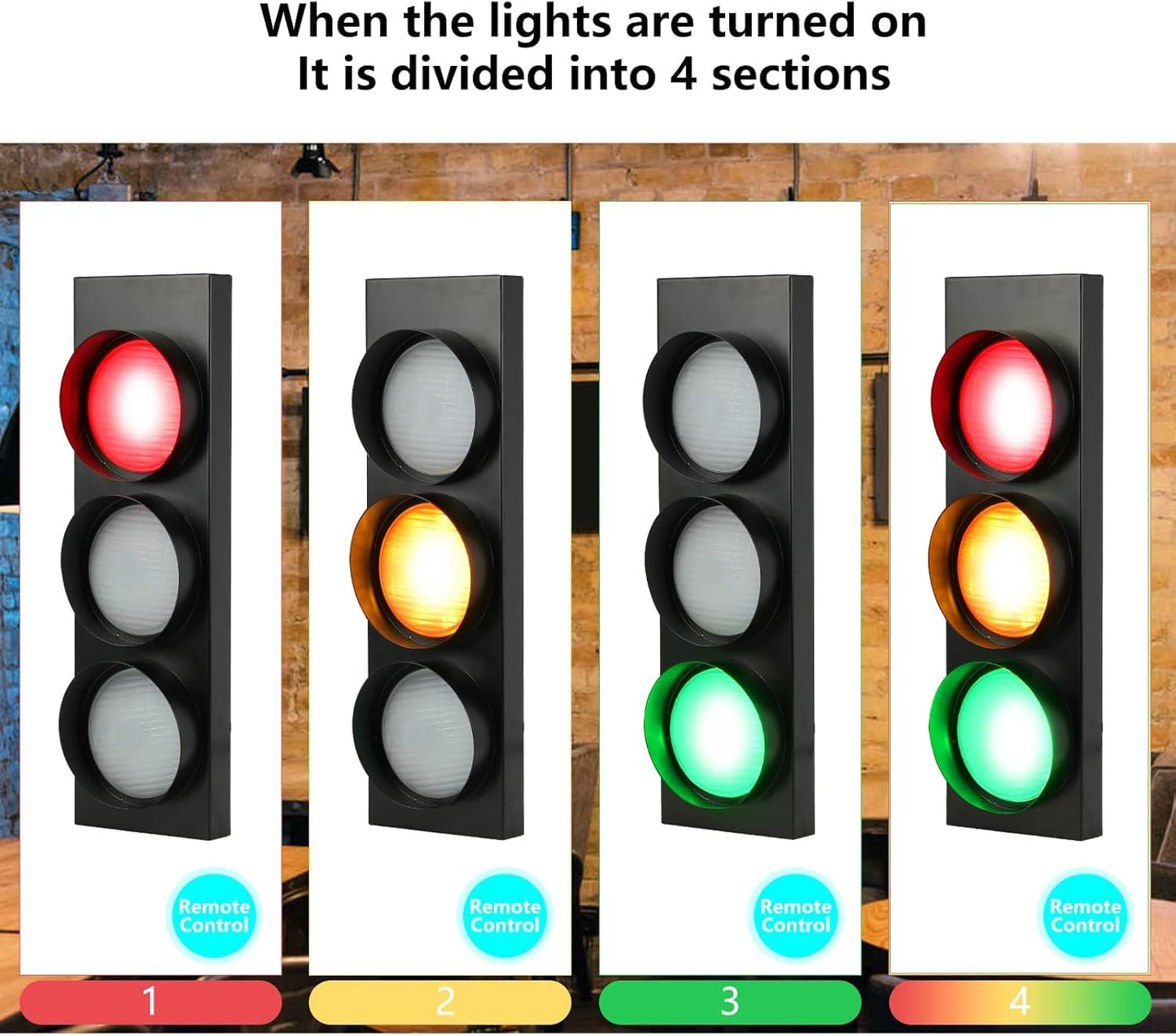 HOMIER Traffic Light Wall Lamp, Retro Style Traffic LED Lamp with Remote Control, Fun Room Stop Light Decor for Children's Day, Classroom, Kids Bedroom, Club, Bar, Pub (1-Side 3-Light (2PCS))