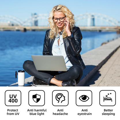 Okany Blue Light Glasses Blue Light Blocking Glasses for Women Men Computer Screen Filter Anti Headache Eyestrain Glare UV Gaming Glasses Lightweight Eyeglasses Non-Prescription