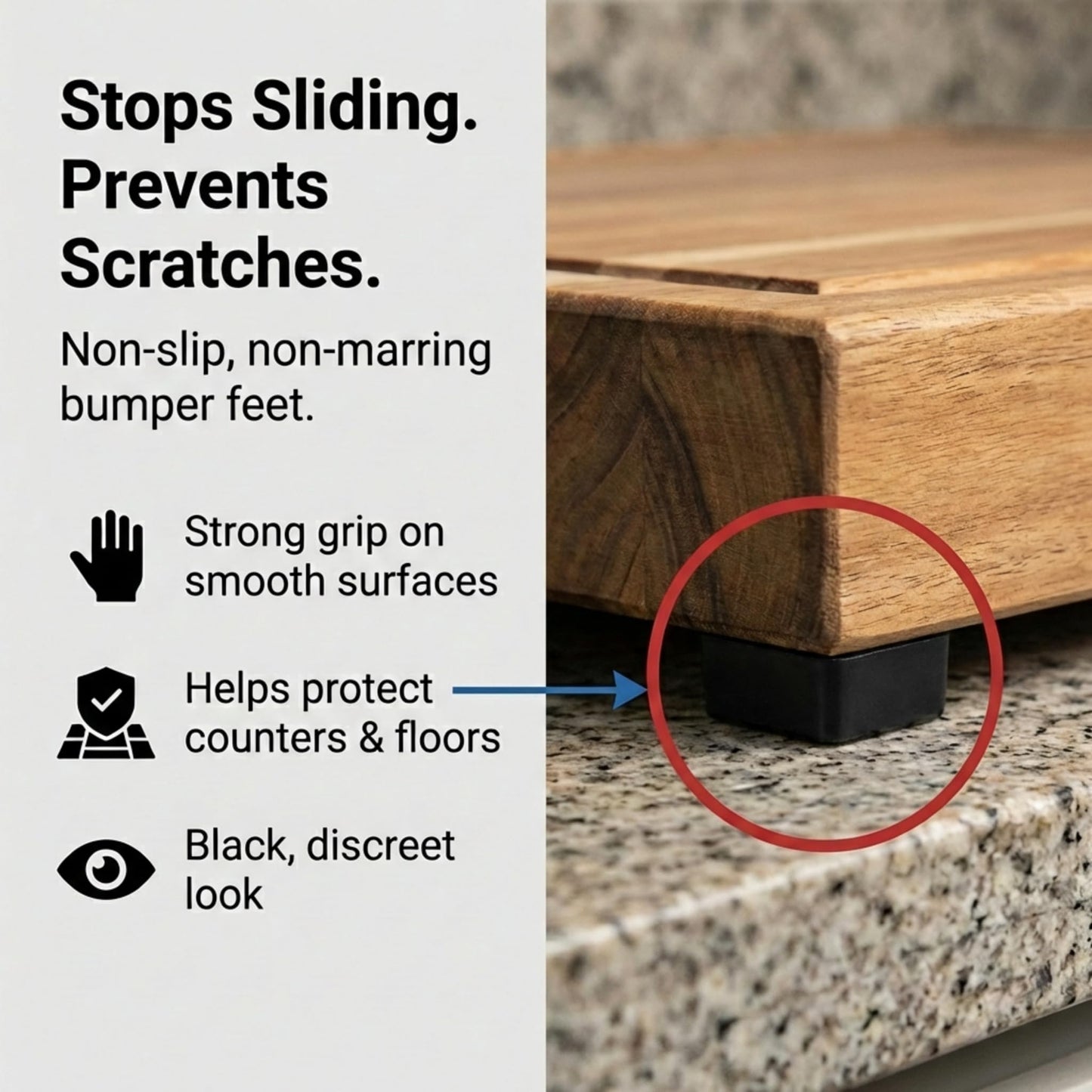 Black Tall Square Adhesive Rubber Bumper Pads - Made in USA – Rubber Feet for Speakers, Electronics, Furniture, Appliances, Audio Equipment - 20 Pieces