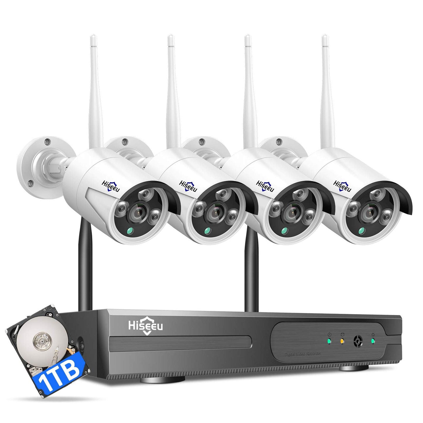 Hiseeu Wireless Pro WiFi Security Camera System, 16CH 4K NVR Kit, Plug-in Powered 12Pcs 5MP CCTV Home Security Camera System for Indoor/Outdoor, Night Vision, Waterproof, Motion Detection, 3TB HDD