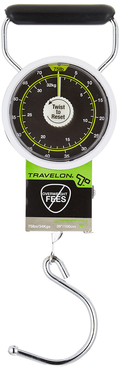 Travelon Stop and Lock Luggage Scale with Tape Measure
