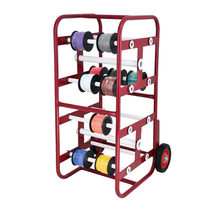 AdirPro Transportable Multiple Axle Cable Caddy - Multi-Spool Wire Rack Dispenser - Easy Use Cable Holder & Distribution - For Workplace Efficiency