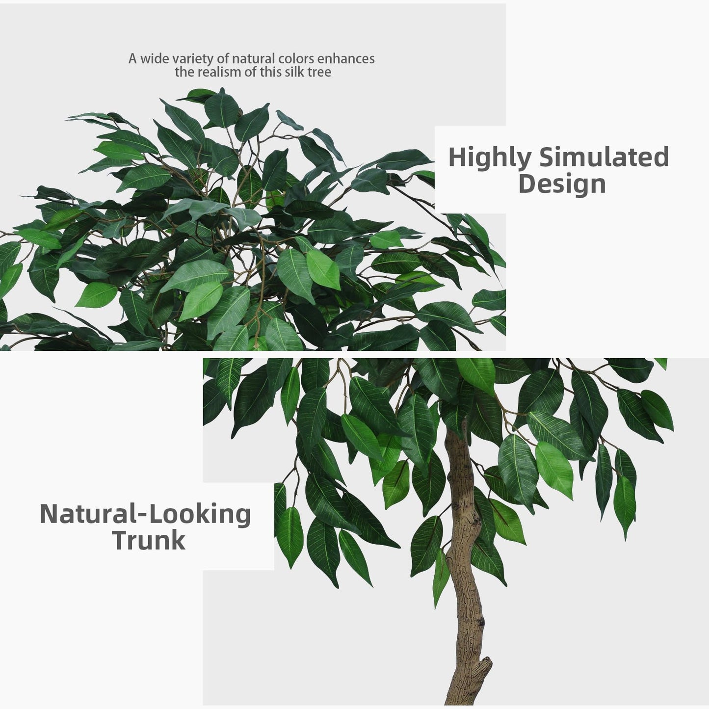 ASTIDY Artificial Ficus Tree 5FT - Faux Indoor Tree with White Tall Planter - Fake Ficus Floor Plant Potted - Artificial Silk Tree for Home Office Living Room Decor Indoor
