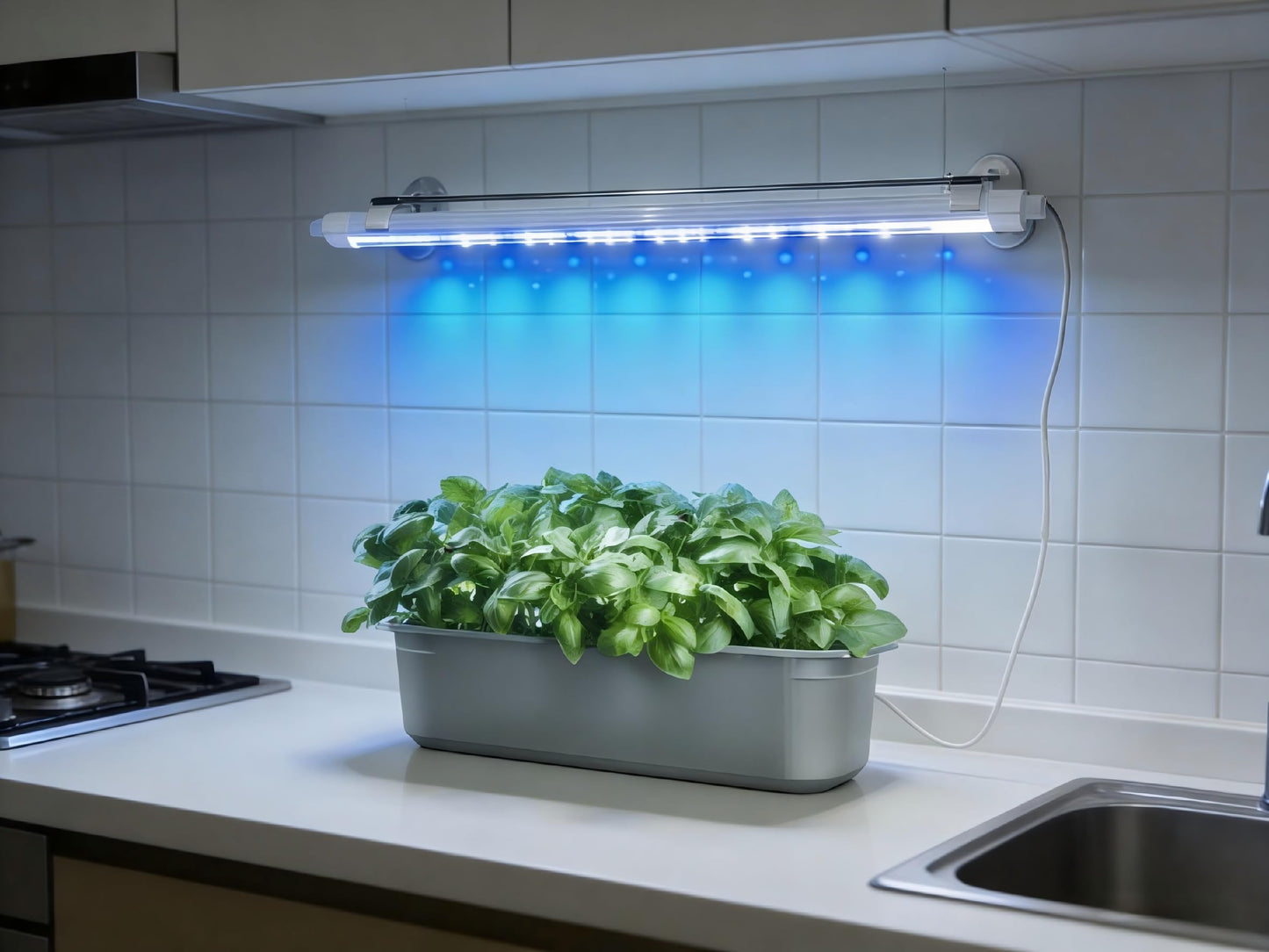 PROTOPIA 2FT Suction Cup Style Plant Grow Light,12W, LED Grow Lamp Fixture on Wall, Seed Starter kit, 6500K Cool White, Enhanced Blue Light, Height Adjustable, Herbs Growing lamp, IP54