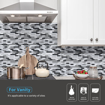 Art3d 12" x 12" Peel and Stick Tile Kitchen Backsplash Sticker Gray Brick (6 Tiles)