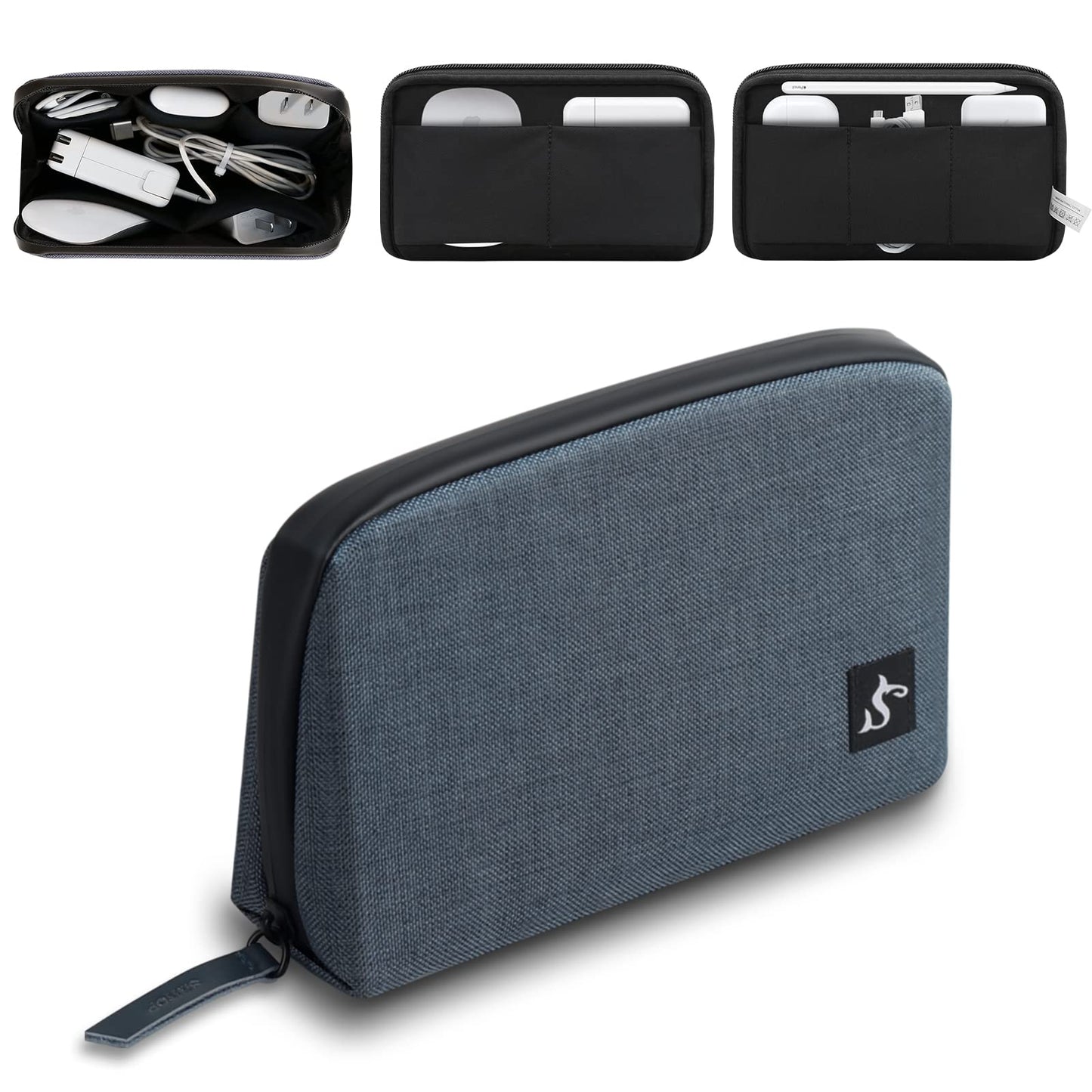 Electronic Organizer Travel Case – Waterproof Cable Bag for Cord, Charger, Hard Disk, Power Bank – Small Tech Storage for Travel, Backpack, Business Trip, Airplane (Blue)