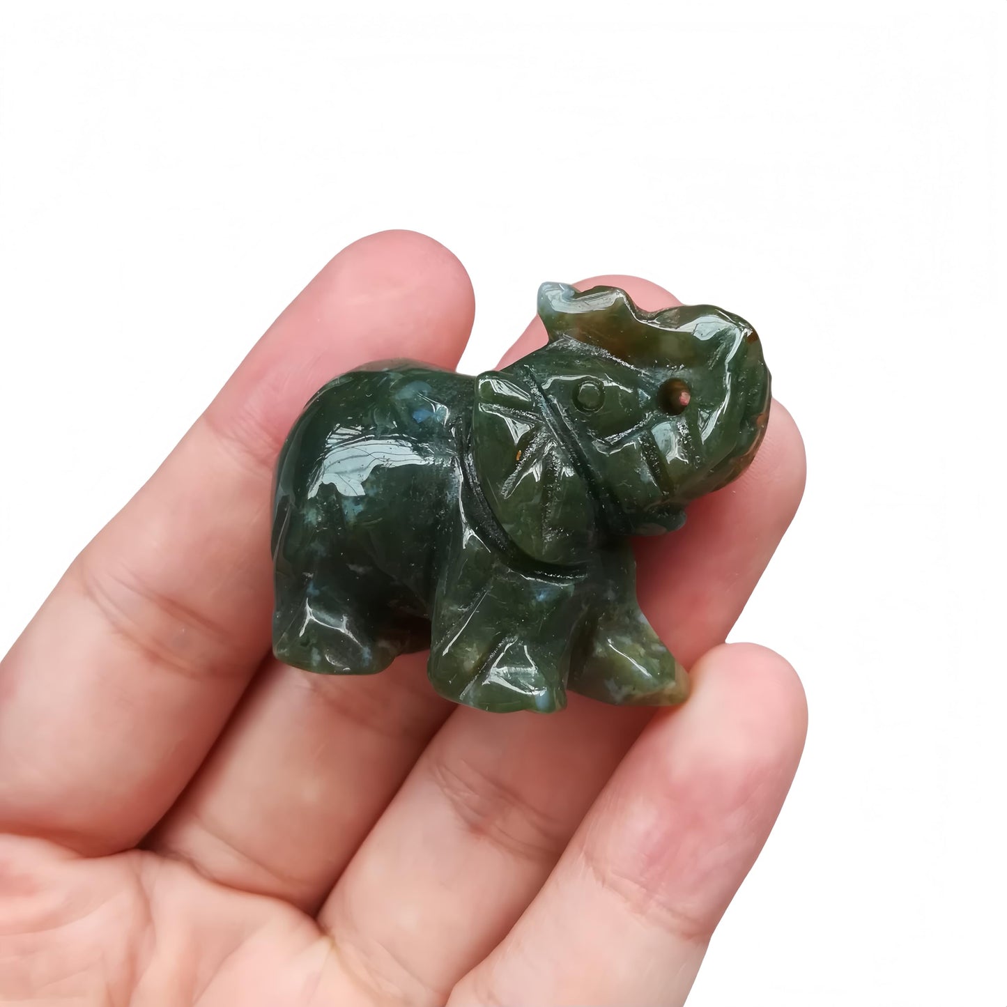 Afucats Natural India Agate1.5 Inches Elephant Indoor Decorative Stone,Pocket Crystals and Healing Stones Figurine Decor