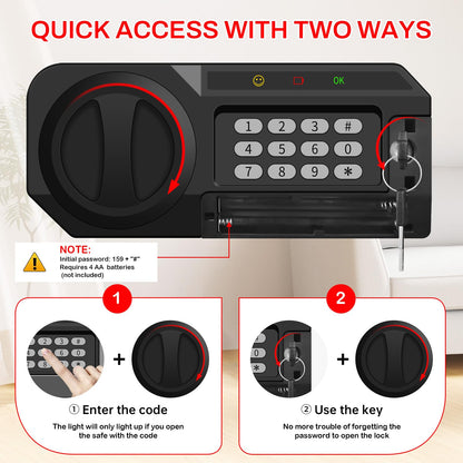 3.3 Cuft Large Home Safes Water and Fireproof, Anti-theft Floor Safe for Home Use with Programmable Keypad, Alarm System and Spare Keys, Digital Home Safe Box for Valuables, Medicine