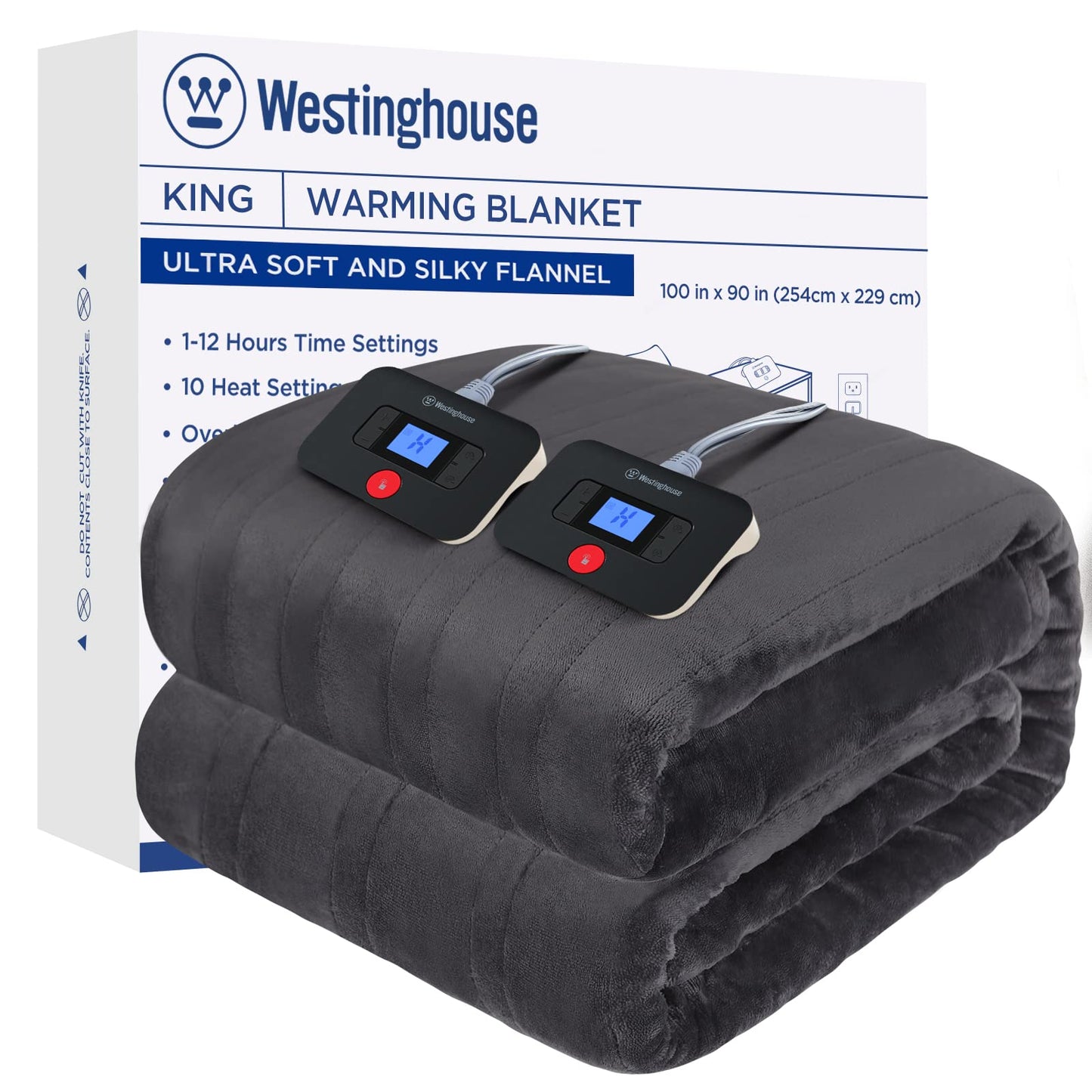 Westinghouse Electric Blanket Heated Throw, Super Cozy Soft Flannel 50"" x 60"" Heated Throw with 6 Fast Heating Levels & 2-10 Auto-Off, Machine Washable, ETL&FCC Certification, Navy Blue