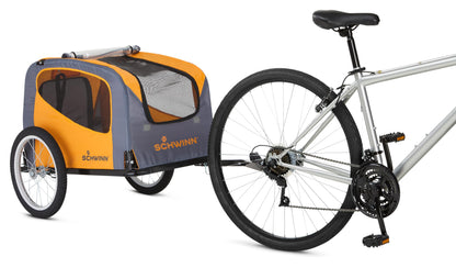 Schwinn 13-SC315 Rascal Bike Pet Trailer, For Small and Large Dogs, Lightweight, Tow with Bicycle, Up to 50 lbs. Small, Orange/Grey