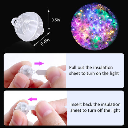 ZGWJ 100PCs Balloon Lights Mini, Battery Powered, Long Standby Time Waterproof Led Round Light for Birthday Party Paper Lantern Balloon Easter Eggs Wedding Christmas Halloween Decorations
