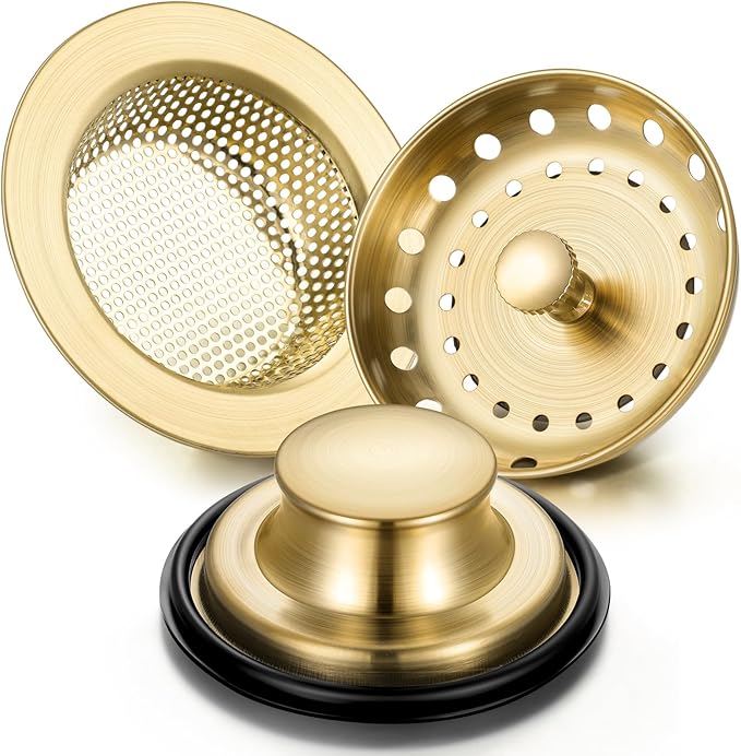 Mudder 3 Pcs Kitchen Sink Drain Strainer and Stopper Stainless Steel Garbage