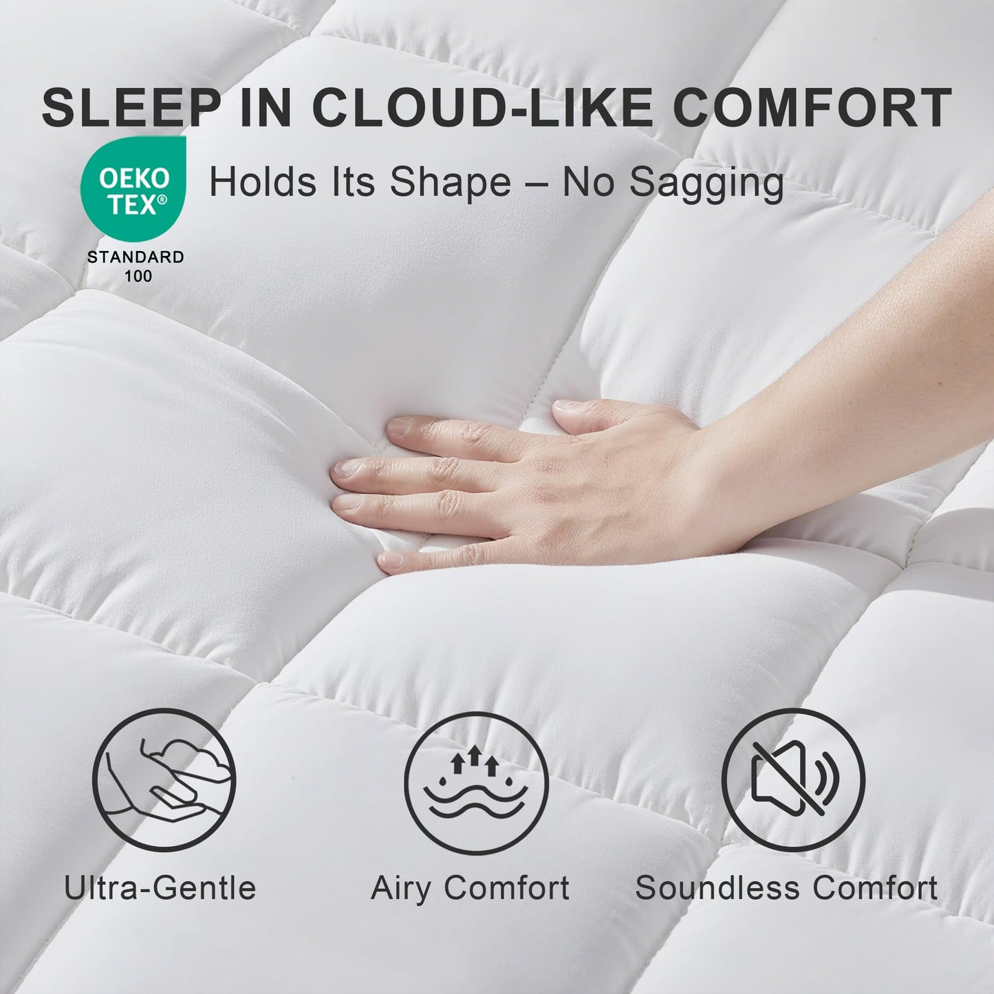 Mattress Topper King Size Pillow Top - Extra Thick Padded Mattress Pad & Protector, Breathable Fitted Deep Pocket 8-21, Ultra Soft & Supportive 1100GMS