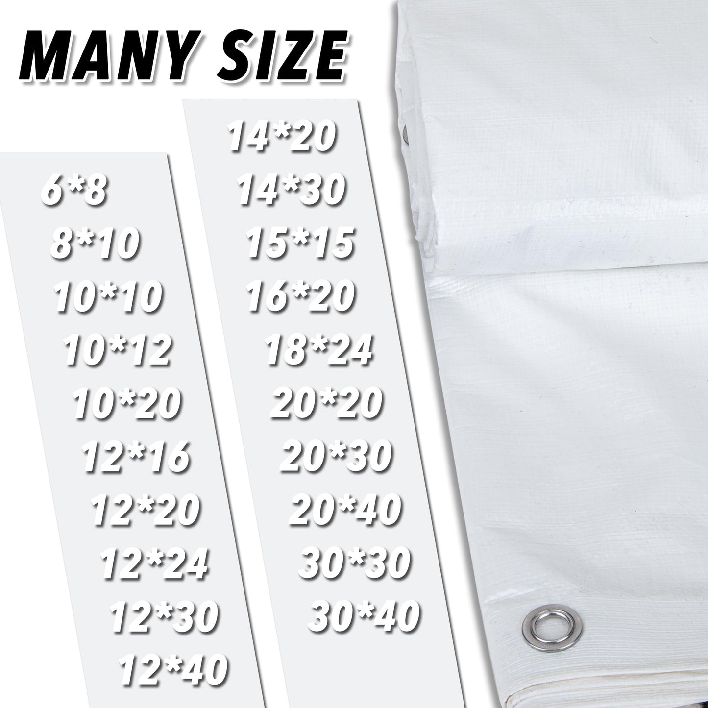 CARTMAN Finished Size 30x40 Feet 10 Mil White Heavy Duty Poly Tarp, Multipurpose Protective Cover, UV Resistant, Waterproof Poly Tarpaulin with Reinforced Edges Tarpaulin with Reinforced Edges