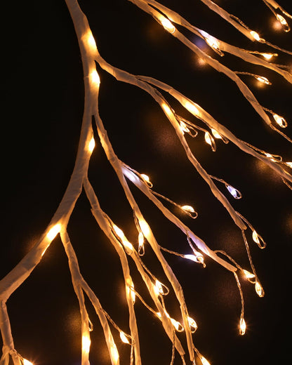 ooLALoo Christmas Window Lights Decorations, 22 Inch Christmas Wreath with 260 LED Fairy Lights, USB Operated Window Light Hanging for Holiday Wall Door Party Xmas Indoor Decor, White Twig
