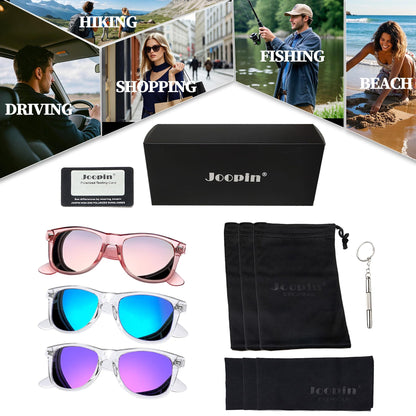 Joopin Oversized Square Sunglasses Polarized Sun Glasses UV Protection Clear Frame Shades for Women Men (All Pink + Blue + Purple)