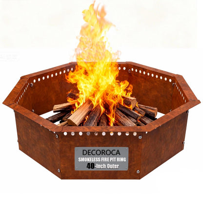 Decoroca Large Firewood Storage Rack Heavy Duty Smokeless Fire Ring – 40"
