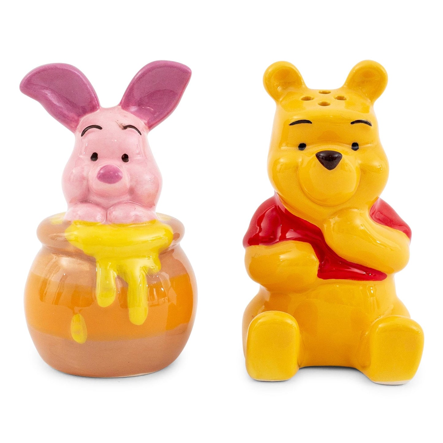 Silver Buffalo Disney Winnie The Pooh And Piglet Ceramic Salt And Pepper Shakers, Set Of 2 | Spice Dispenser Storage Canisters