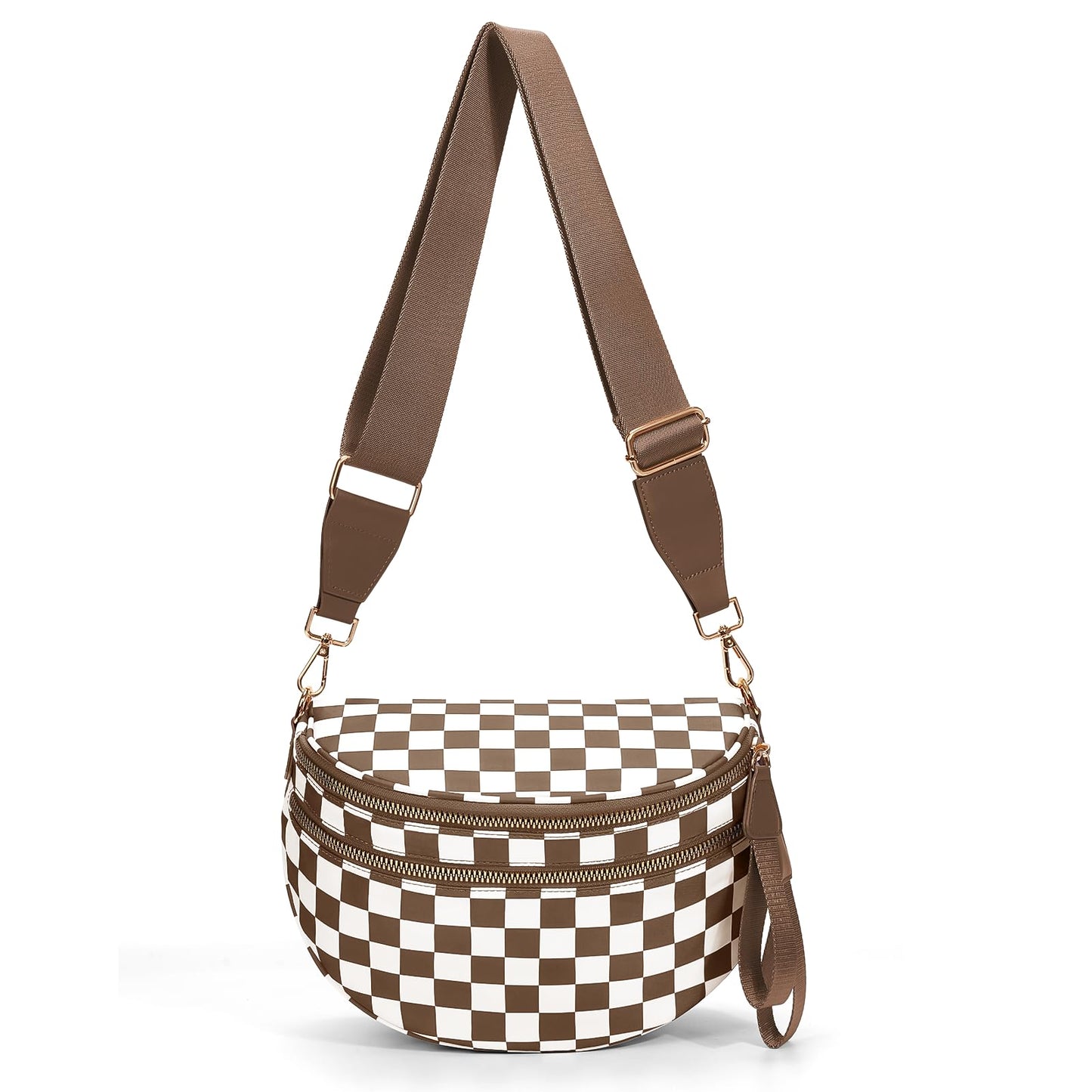 Checkered Crossbody Bum Bags for Women Nylon Checkered Purse Checkerboard Fanny Pack
