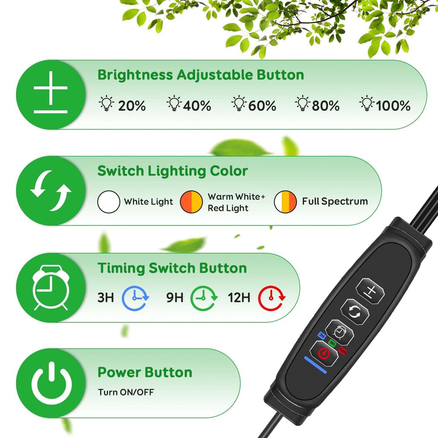 LPMZMBL Full Spectrum LED Grow Light for Indoor Plants, 3Heads Grow Lights for Seed Starting, 10 Dimmable Levels & 3 Timer Modes (3/9/12H), Adjustable 360° Gooseneck with Clip, Plant Grow Light 2 Pack
