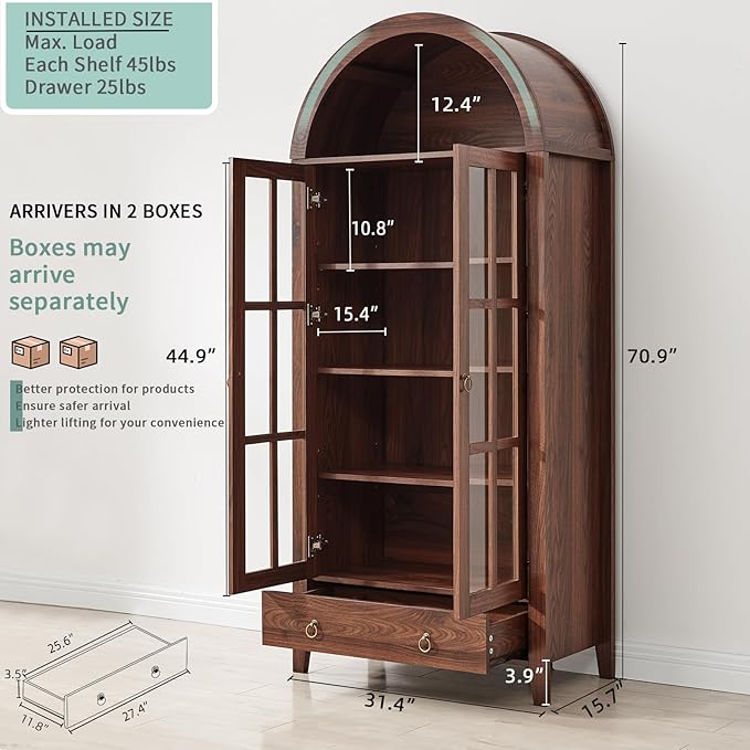 RowyPoey Farmhouse Arched Cabinet