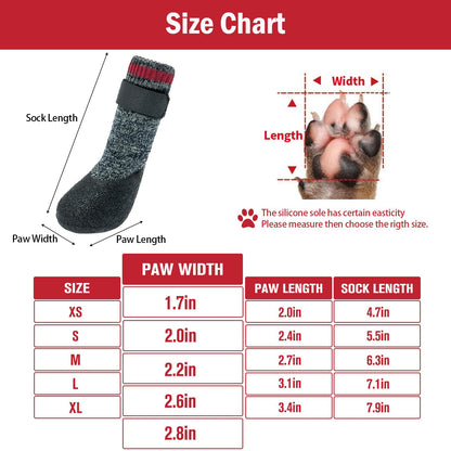Mihachi Dog Socks Winter Paw Protectors Silicone Sole Anti-Slip Waterproof Boots,L