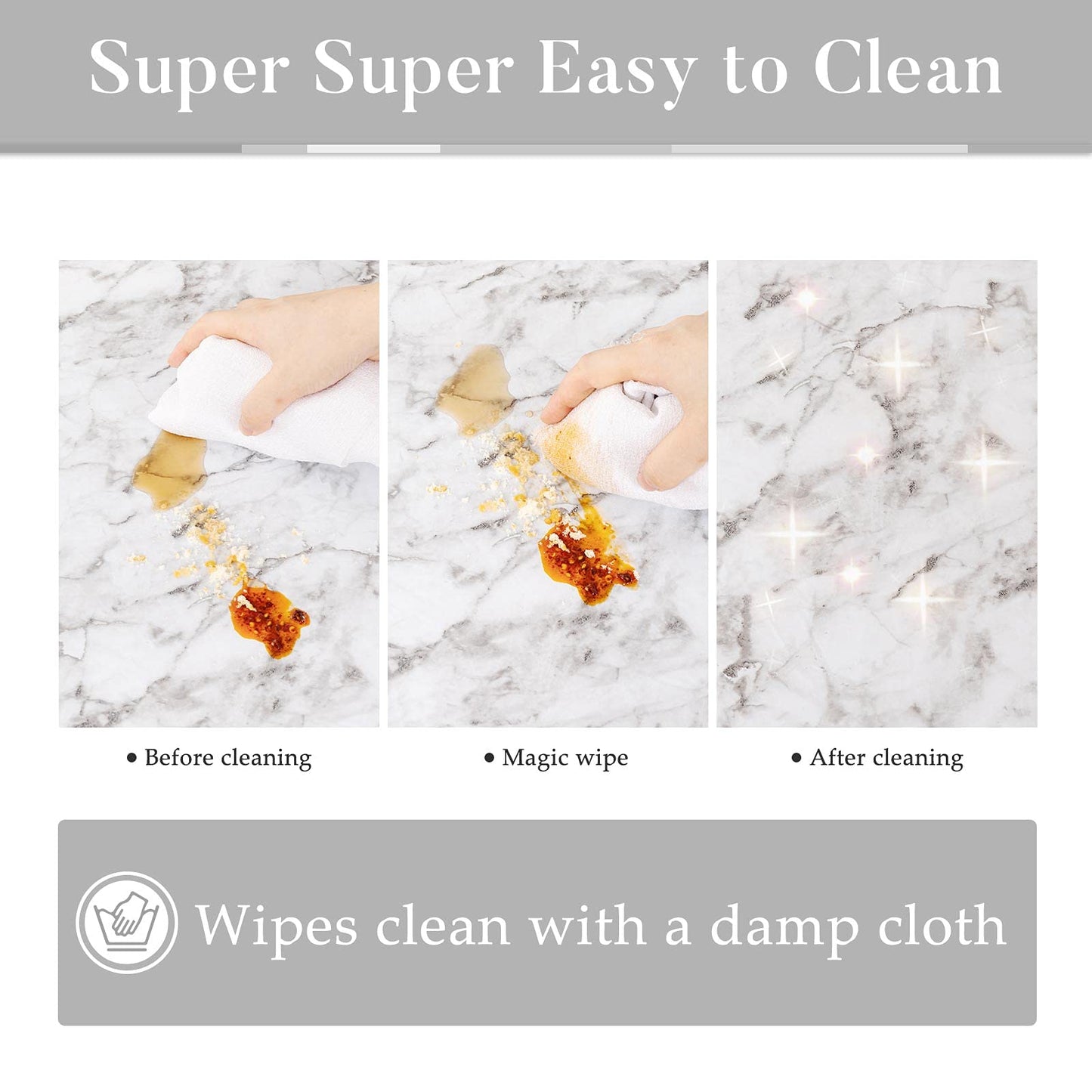 UMINEUX Oval Fitted Vinyl Tablecloth with Elastic Edged & Flannel Backing, Waterproof Wipeable Oval Table Cover - Fits Tables up to 42"X68" (WhiteMarble)