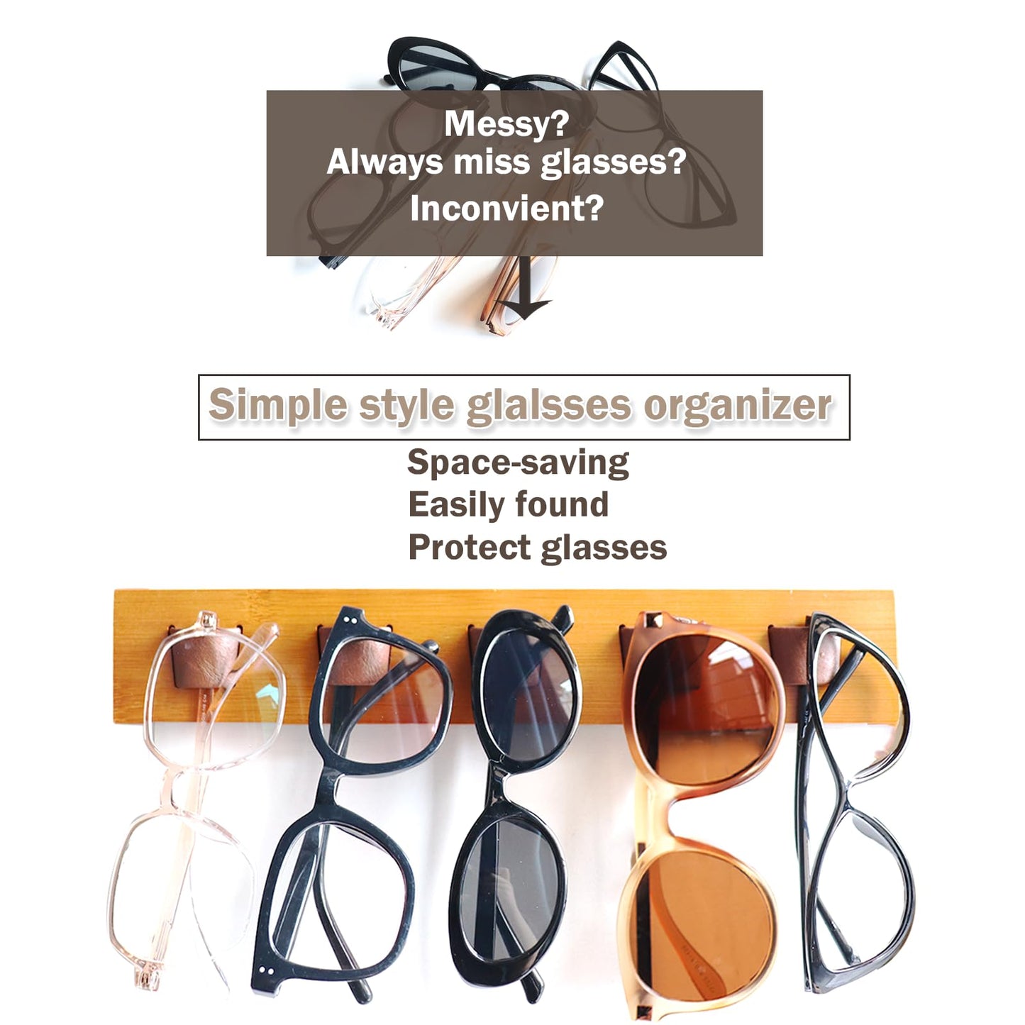 ACOCOFE Sunglass Organizer Glasses Holder,Wood Eyeglass Storage Holder,Sunglasses Rack Eyewear Display((Brown-brown)