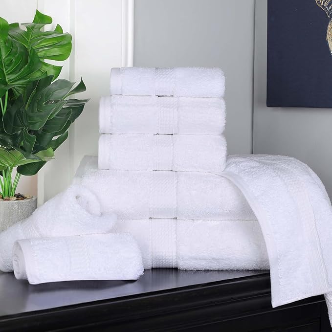 SUPERIOR Egyptian Cotton Pile 8 Piece Towel Set, Includes 2 Bath, 2 Hand