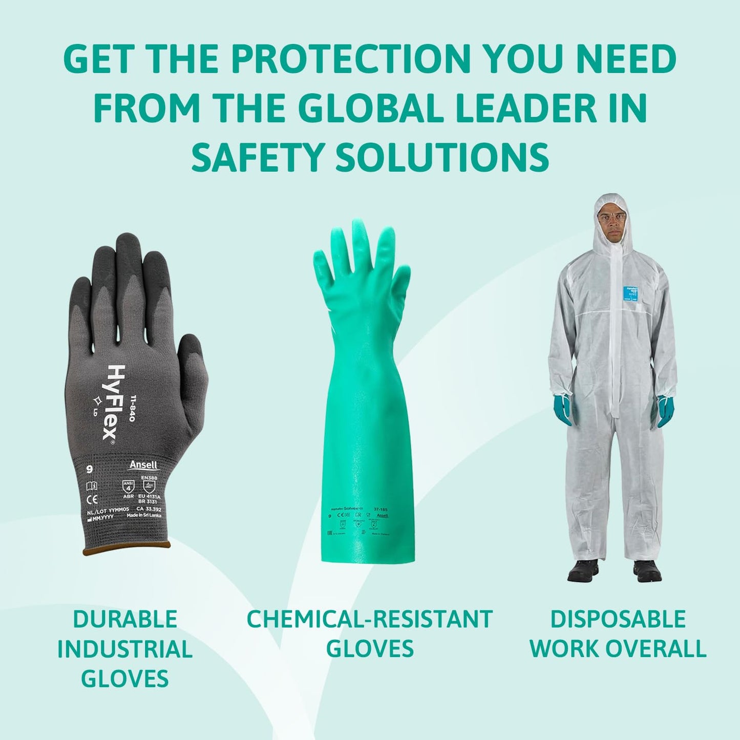 Ansell VersaTouch 92-465 Nitrile Disposable Gloves, Chemical Resistant, Mechanical Protection, DIY Applications, Examination Glove, Industrial Safety PPE, Size L (100 Pieces)