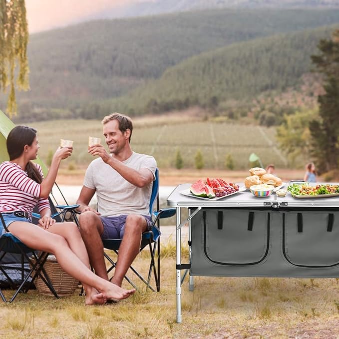 Folding Camping Table with Storage Aluminum Lightweight Camp Table Height