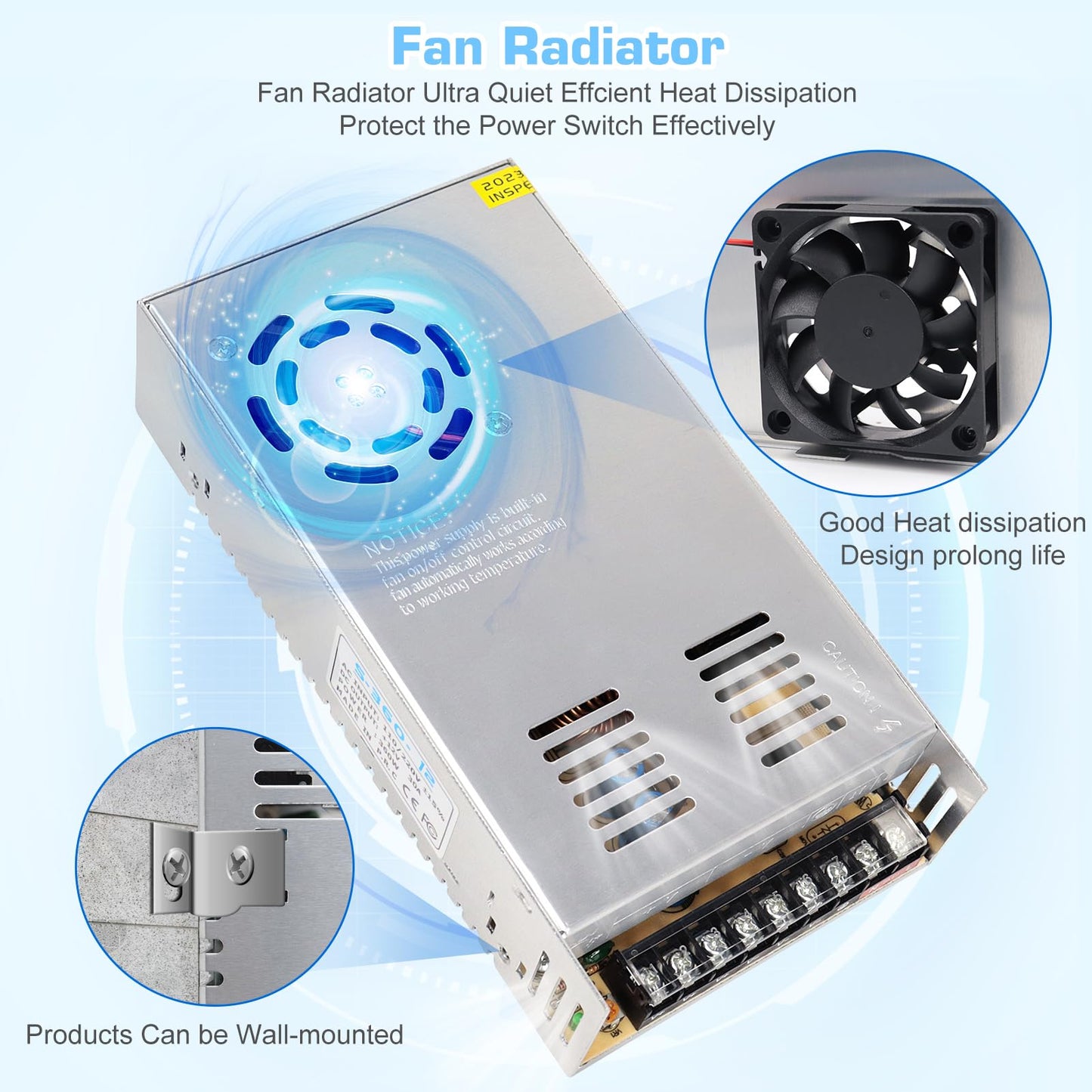 inShareplus 12V 30A 360W, DC Universal Regulated Switching Power Supply, Converter AC 110/220V to DC 12 Volt LED Driver, Transformer, Adapter for LED Strip Light, 3D Printer, Radio, Computer Project