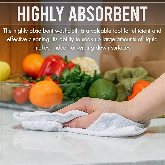 12 Pack Washcloths | Multicolour 100% Cotton Extra Absorbent Face Towels | Soft