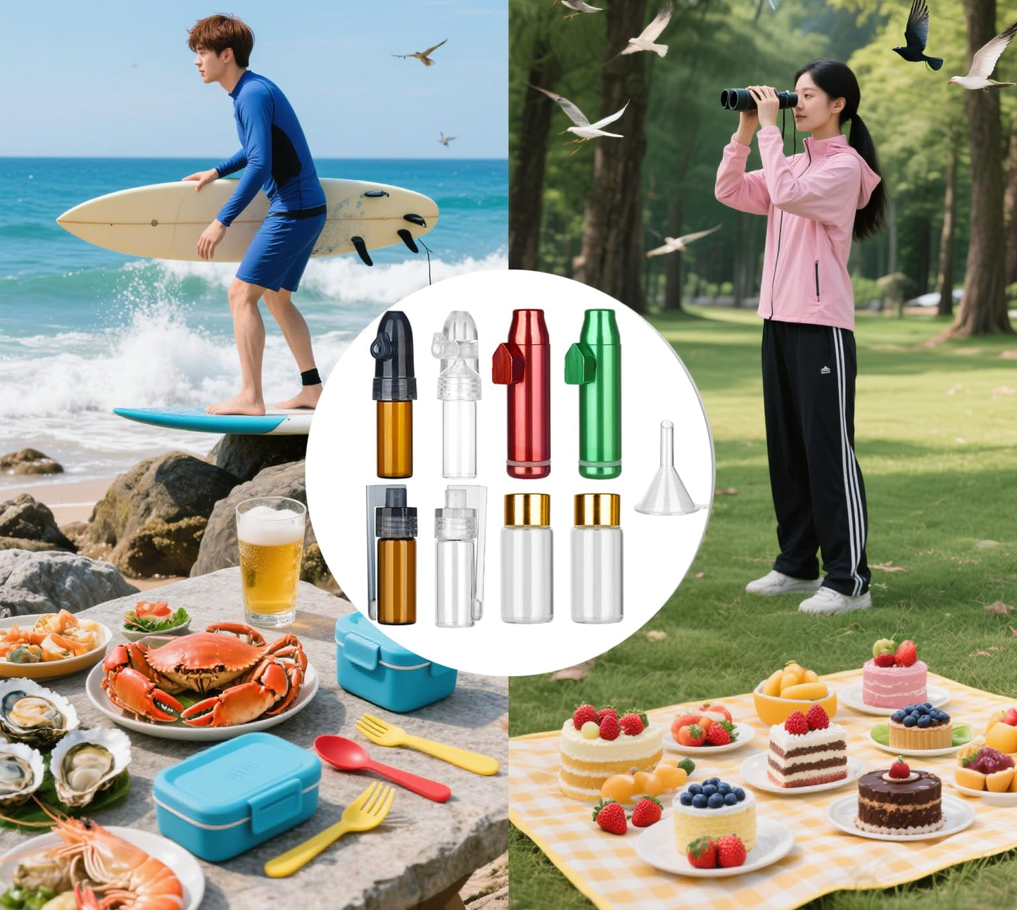 MQHMQH Portable Kitchen Metal Spice Bottle,Camping outdoor Glass Set