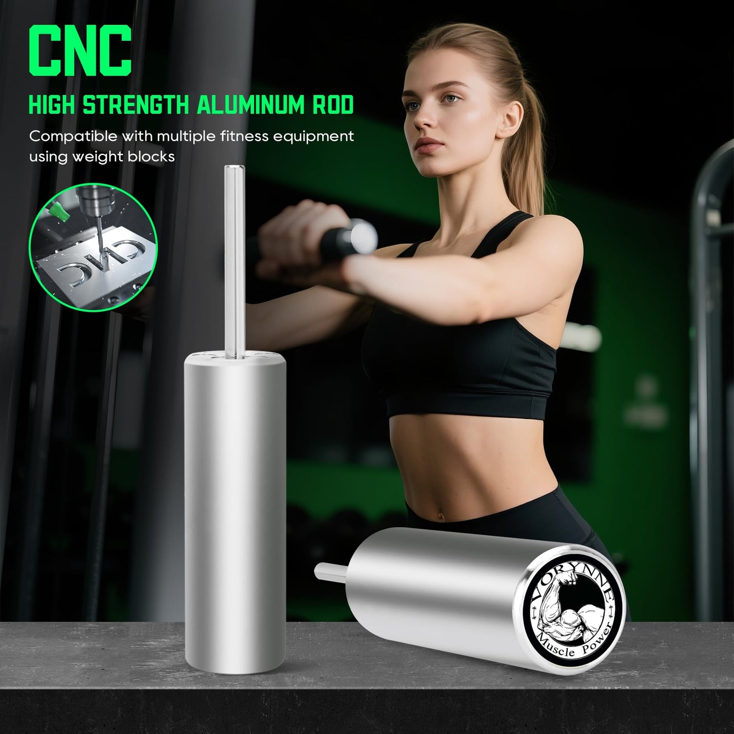 Vorynne Weight Stack Pin Extender for Gym Cable Machine & Home Gym, Ø 8 mm, Allowing Additional Olympic Weight Plates, Made of Durable Steel for Secure and Long-Lasting Use