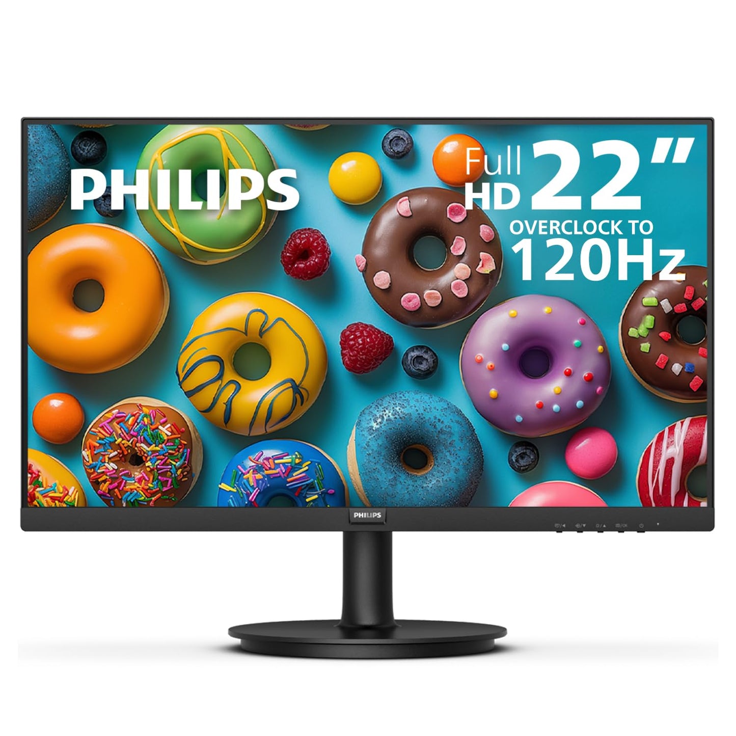 Philips 221V8LB 22 inch Class Thin Full HD (1920 x 1080) Monitor, 100Hz Refresh Rate, VESA, HDMI x1, VGA x1, LowBlue Mode, Adaptive Sync, 4 Year Advance Replacement Warranty