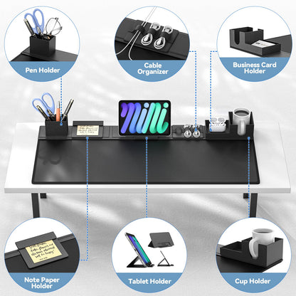 KDD Desk Pad and Organizer Set, 6 in 1 Mouse Mat with Magnetic Desktop Storage Accessories DIY Feature for Phone and Tablet Stand/Cup Holder/Card Holder/Pen Holder/Cable Management for Office and Home