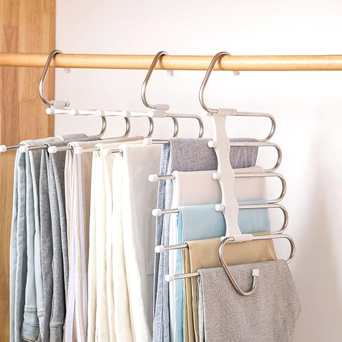 Upgrade Azeroth Pants Hangers 4 Pack Space Saving S-Type Stainless Steel