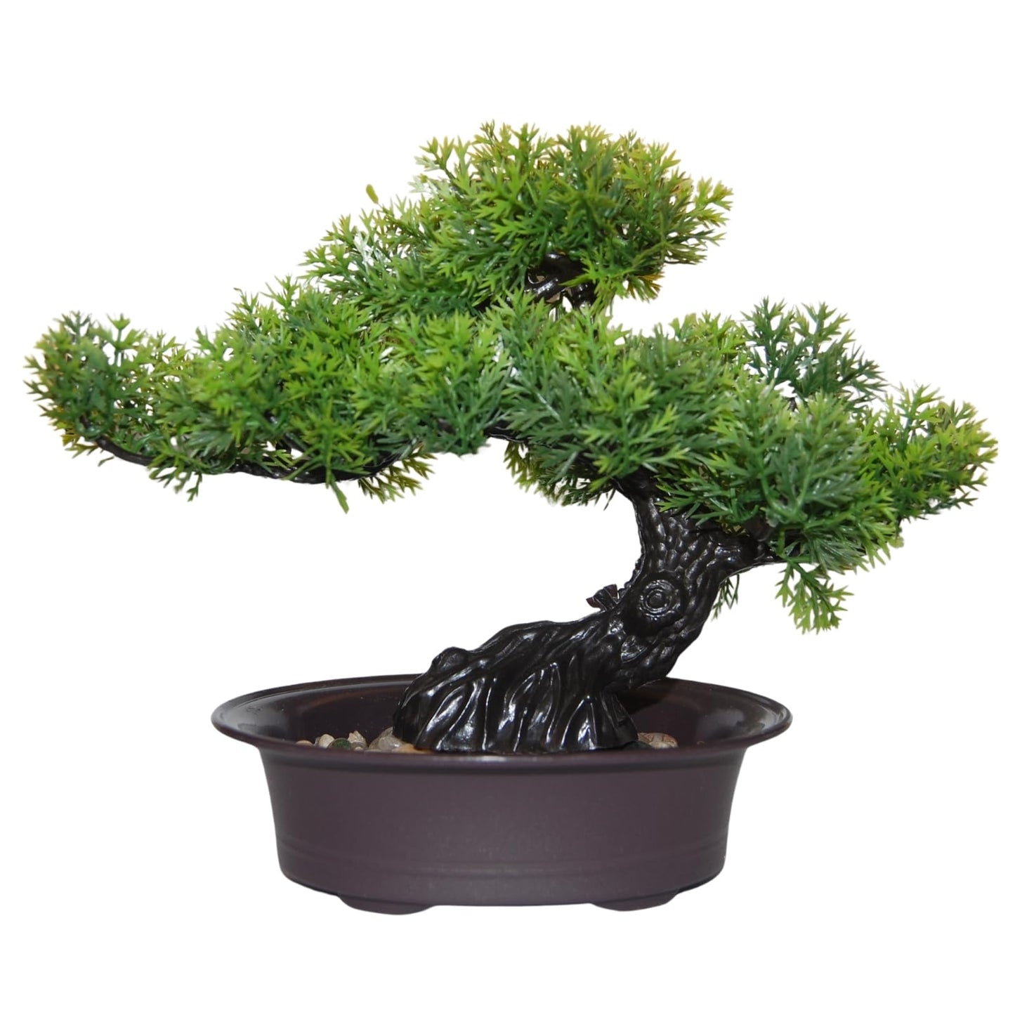 Artificial Bonsai Tree, Realistic Fake Cypress Plant in Pot with Decorative Rocks, 8-inch ndoor Decor, Home Office Desk, Bathroom Shelf, Bedroom, and Farmhouse Living Room