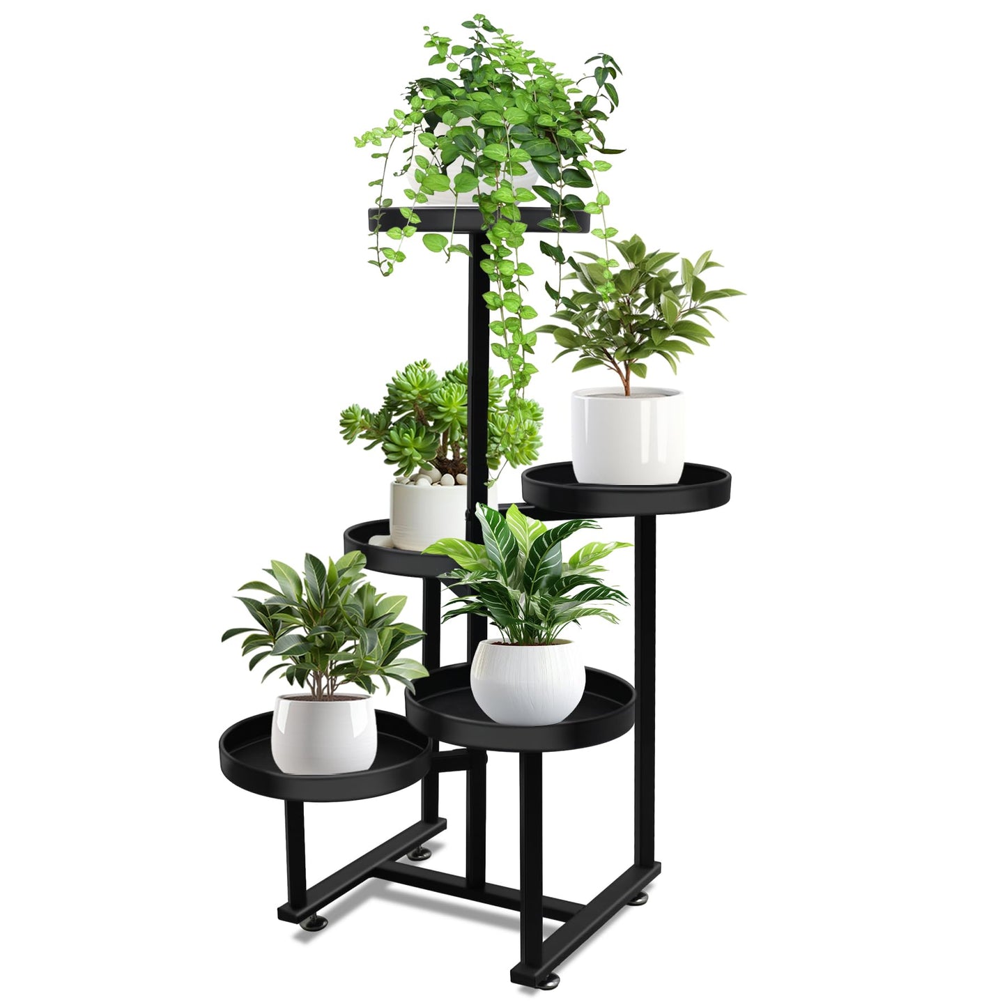 jsyonii Plant Stand for Indoor Outdoor Set of 2, 5 Tier Plant Stand, Metal Corner Plant Shelf Flower Holder Rack for Patio Porch Garden Balcony, Black, Gold