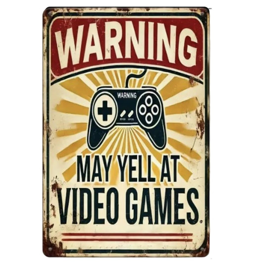 Gaming Room Metal Signs Vintage Style 12x8 Inch - Aluminum Game Room Decor for Adults, Cool Stuff for Boys Room & Video Game Accessories