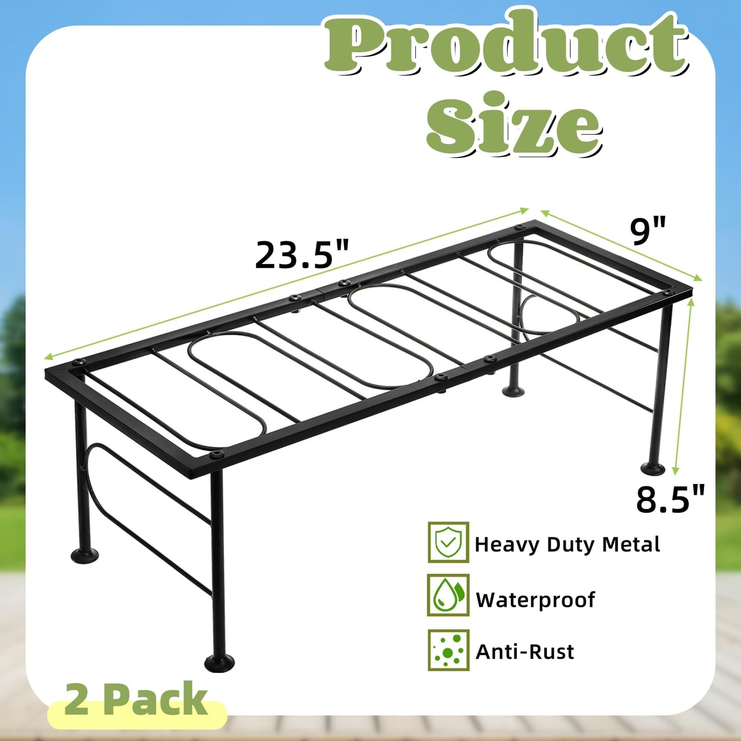 YIMITEE 2 Pack Metal Plant Stand Indoor Outdoor, 1 Tier Heavy Duty Flower Pot Stands, Space-Saving Ladder Planter Holder, Decorative Flower Display Rack for Patio Living Room Garden Corner Balcony