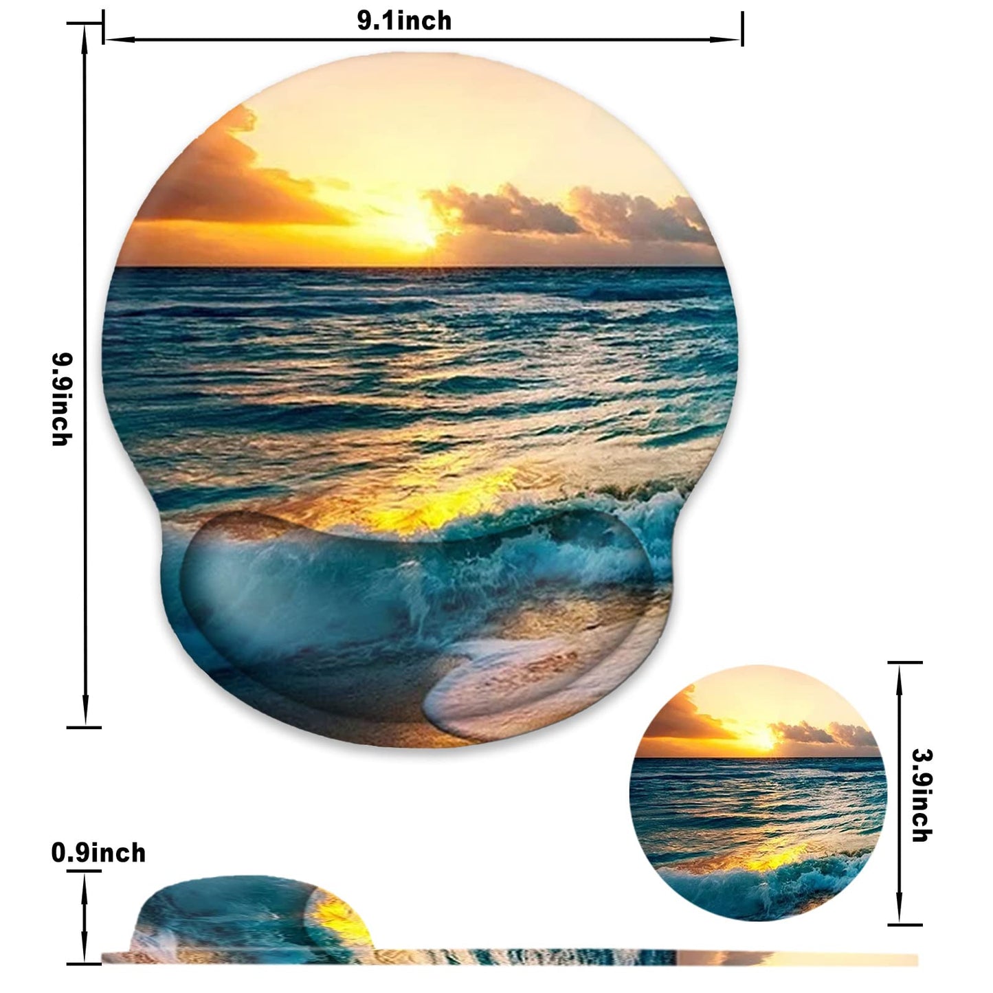 ToLuLu Mouse Pad Wrist Rest Support Gel, Ergonomic Mouse Pads with Non Slip PU Base, Mouse Wrist Rest Pad for Laptop Computer Home Office Working Gaming Pain Relief, Sunset& Beach