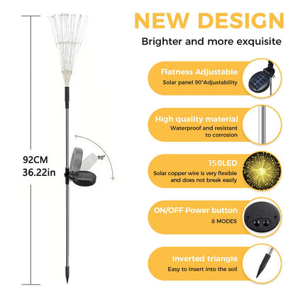 Banax Solar Garden Lights Outdoor Decor 2 Pack Christmas Lights 150 LED Solar Powered Stake Lights for Lawn, Garden, Pathway, Yard & Holiday Decorations(Warm White)