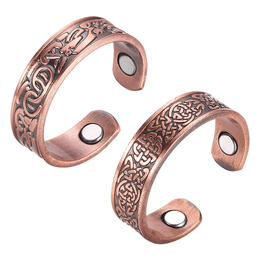 Fashtour 2pcs Copper Magnetic for Men, 99.99% Solid Pure Copper, 3500 Gauss #9, Classic Retro Style, Adjustable Cuff