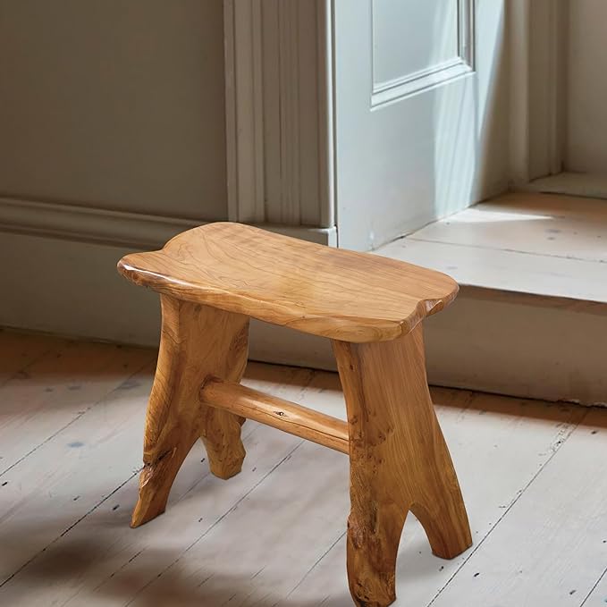 Greenage Cedar Roots Wooden Stool Naturally Shape Large 20" x 13" x 18" H Wood