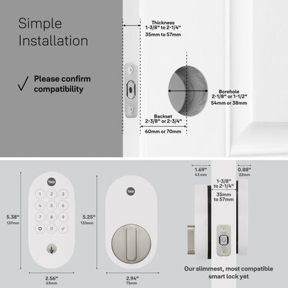 Yale Matte Black Keyed Deadbolt Smart Lock with Google Matter, YRD510-MT1-BLK