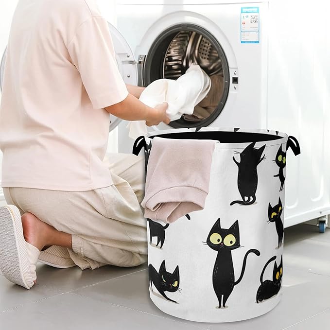 Funny Black Cat Laundry Hamper, Dirty Clothes Laundry Basket