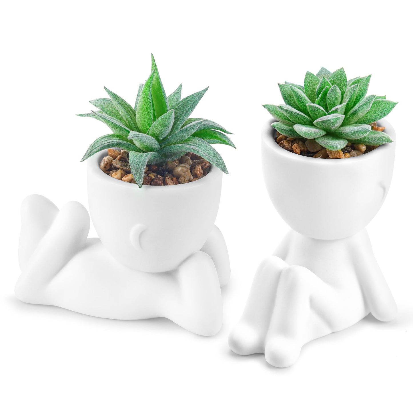 Der Rose Set of 2 Fake Plants Artificial Succulent Plants for Office Desk Accessories Bathroom Home Room Aesthetic Decor Indoor